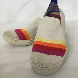 Rothy’s Kids Rainbow Striped Slip-On Sneakers Size 4